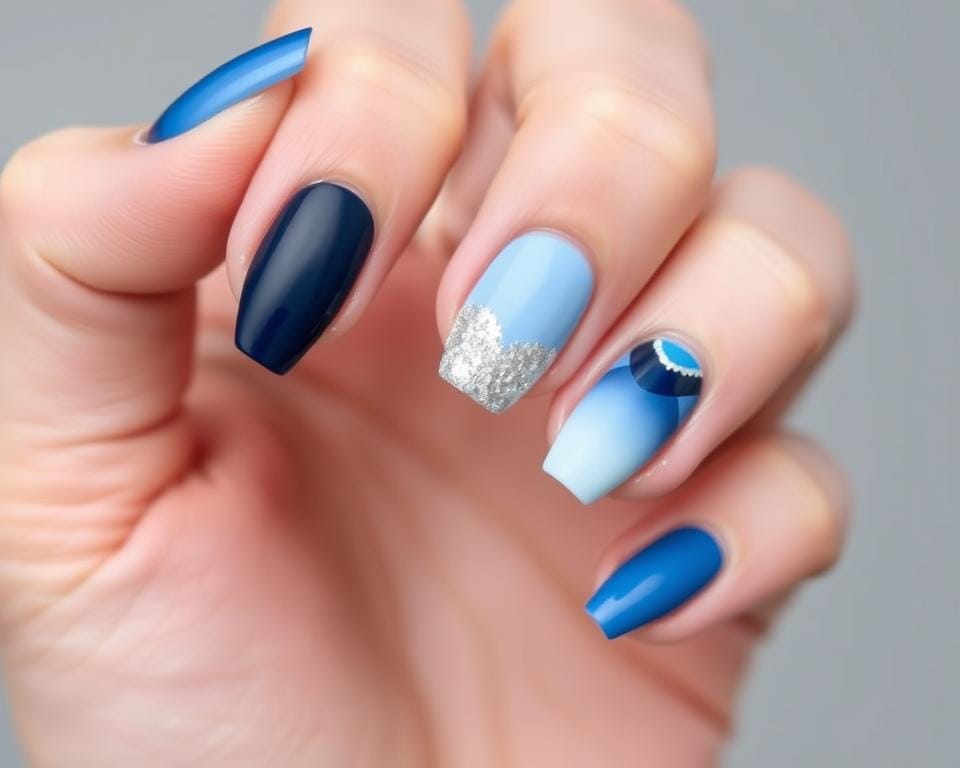 nuances de bleu pour les ongles